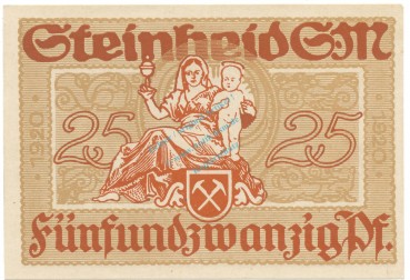 Steinheid , Notgeld 25 Pfennig Schein unc-kfr. Ti.7125.05.16 TH 1920 Verkehrsausgabe -4259-