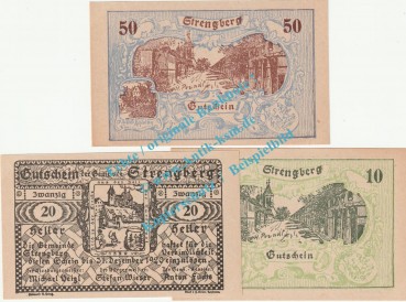 Strengberg , Notgeld Set mit 3 Scheinen in kfr. K-K 1049... Niederösterreich o.D.