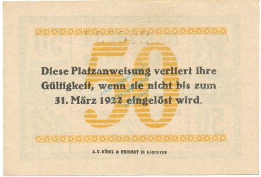 Preview: Swinemünde , Notgeld 50 Pfennig Schein unc-kfr. Ti.7245.05.21 POM 1920 Verkehrsausgabe -4307-