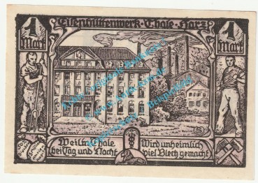 Preview: Thale , Notgeld 100 Pfennig -Zeilenabstand- in kfr. M-G 1320.4... Sachsen Anhalt 1921 Seriennotgeld