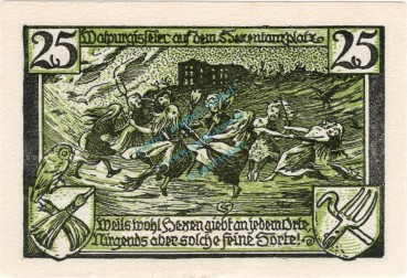 Preview: Thale , Notgeld 25 Pfennig Schein -grün- unc-kfr. M-G 1320.5 , Sachsen Anhalt o.D. Seriennotgeld