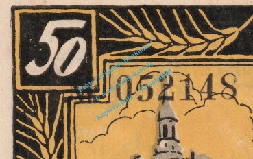 Preview: Tilsit , Notgeld 50 Pfennig --No vor KN-- in kfr. M-G 1324.1.c , Ostpreussen 1921 Seriennotgeld