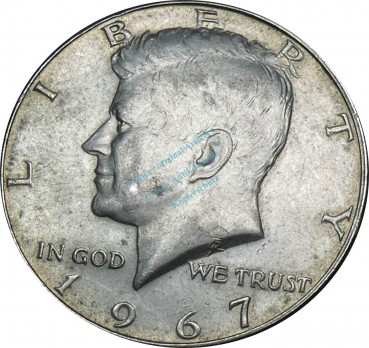 USA , Kursmünze Half Dollar 1967 -J.F. Kennedy- KM202.a ss-vz , -0219-
