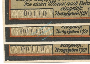 Preview: Wesel , Notgeld Set -Nummerngleich, w. Rand-  F-kfr. M-G 1409.3 , NW 1921 Seriennotgeld -5744-