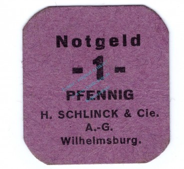 Wilhelmsburg , Notgeld 1 Pfennig Schein unc-kfr. Ti.7940.10.10 , Niedersachsen o.D. Verkehrsausgabe