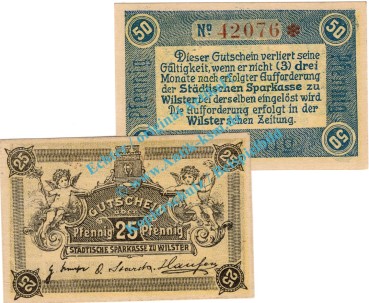 Wilster , Notgeld Set mit 2 Scheinen in kfr. Tieste 7960.05.15-16 , Schleswig Holstein o.D. VerkehrsausgabeWilster , Notgeld Set mit 2 Scheinen in kfr. Tieste 7960.05.15-16 , Schleswig Holstein o.D. Verkehrsausgabe