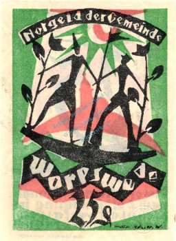 Preview: Worpswede , Notgeld 25 Pfennig -Fehlfarbe- unc-kfr. M-G 1454.1.b , Niedersachsen o.D. Seriennotgeld