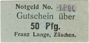 Züschen , Notgeld 50 Pfennig Schein unc-kfr. Ti.8285.15.17 , Westfalen o.D. Verkehrsausgabe