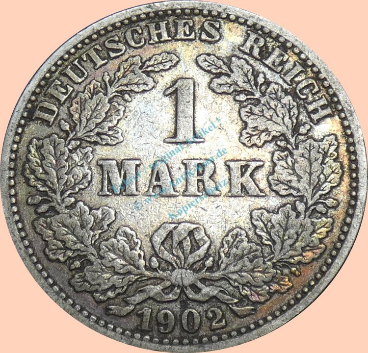 1 Mark Kursmünze -gr. Adler- 1902 J -deutsches Kaiserreich- s-ss J.17 -0859- J