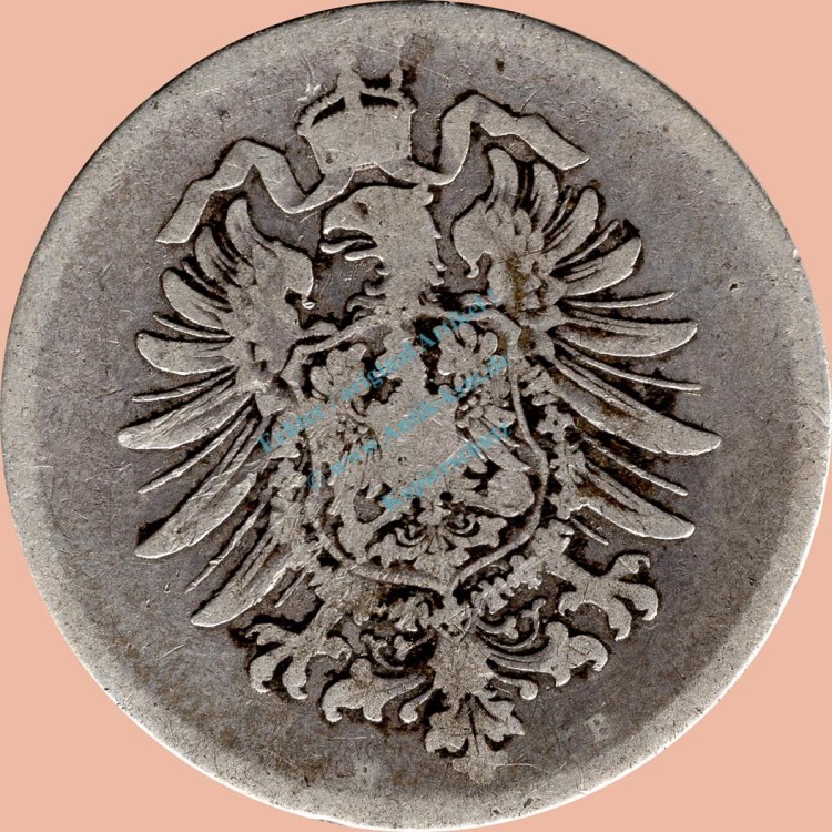 1 Mark Kursmünze deutsches Kaiserreich 1875 B -kleiner Adler- s J.9 -0945-