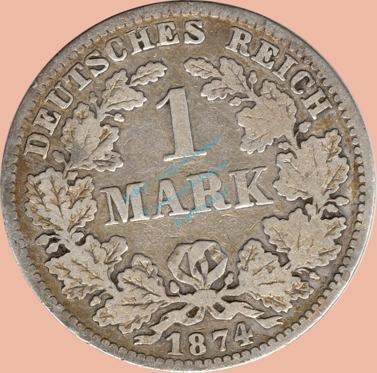 1 Mark Kursmünze deutsches Kaiserreich 1875 D -kleiner Adler- s-ss J.9 -0943-