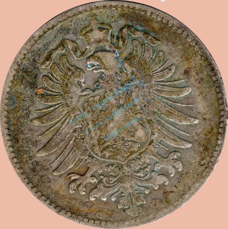1 Mark Kursmünze deutsches Kaiserreich 1875 G -kleiner Adler- s-ss- J.9 -0950-
