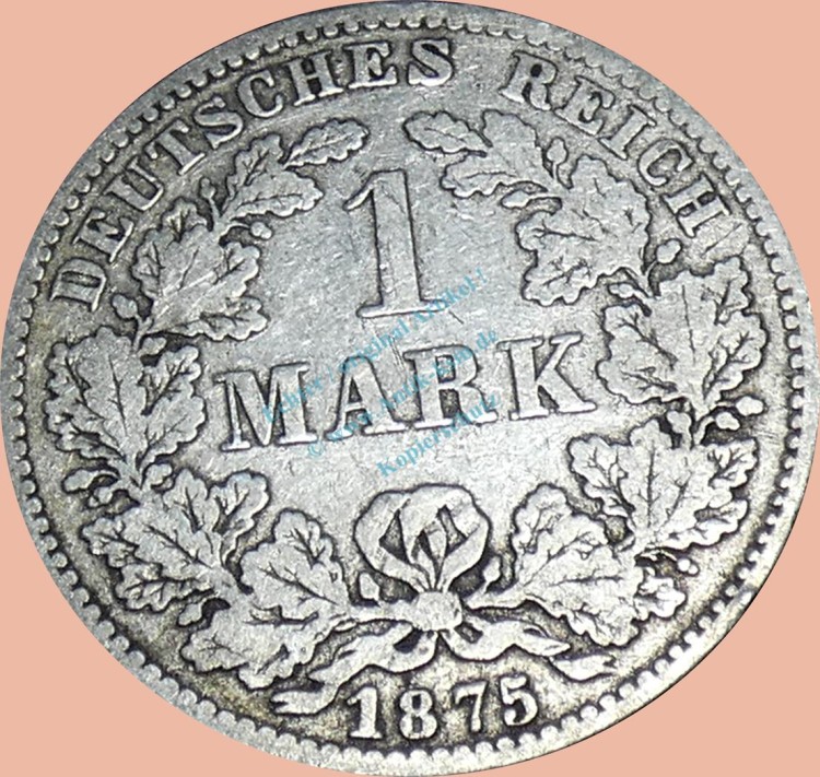 1 Mark Kursmünze deutsches Kaiserreich 1875 H -kleiner Adler- s-ss J.9 -0954-