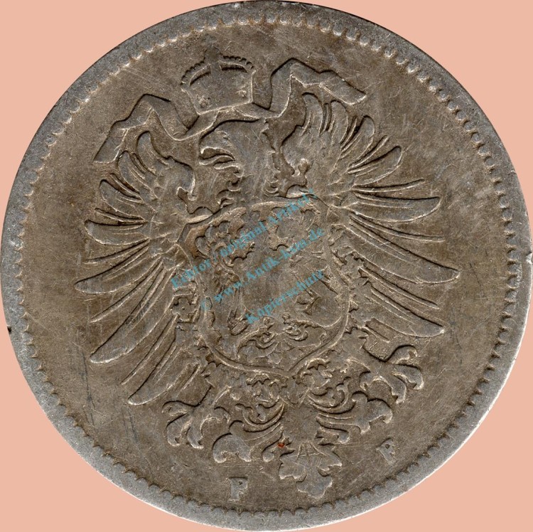 1 Mark Kursmünze deutsches Kaiserreich 1876 F -kleiner Adler- s-ss J.9 -0949-