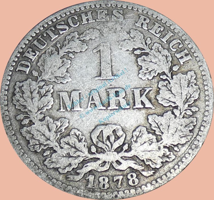 1 Mark Kursmünze deutsches Kaiserreich 1878 F -kleiner Adler- s. J.9 -0955-