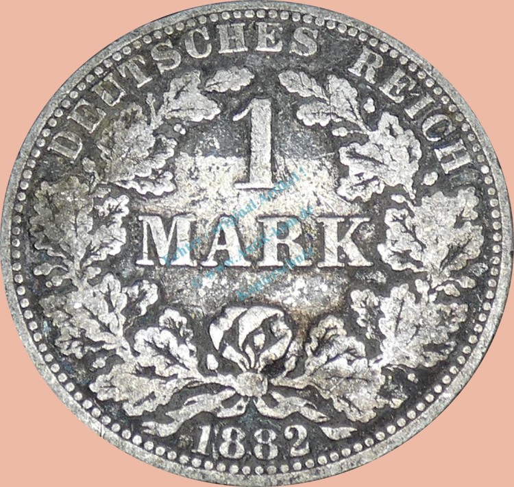 1 Mark Kursmünze deutsches Kaiserreich 1882 A -kleiner Adler- s-ss. J.9 -0956-