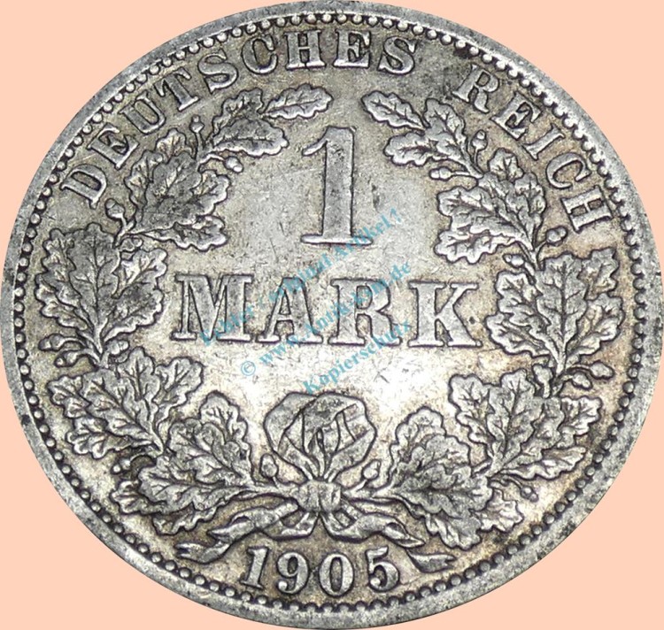1 Mark Münze -gr. Adler- 1905 A -deutsches Kaiserreich- ss-vz- J.17 -0918-