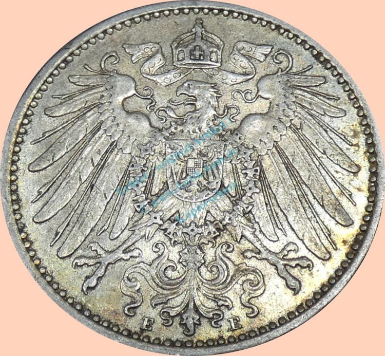 1 Mark Münze -gr. Adler- 1914 E -deutsches Kaiserreich- ss-vz J.17 -0920-