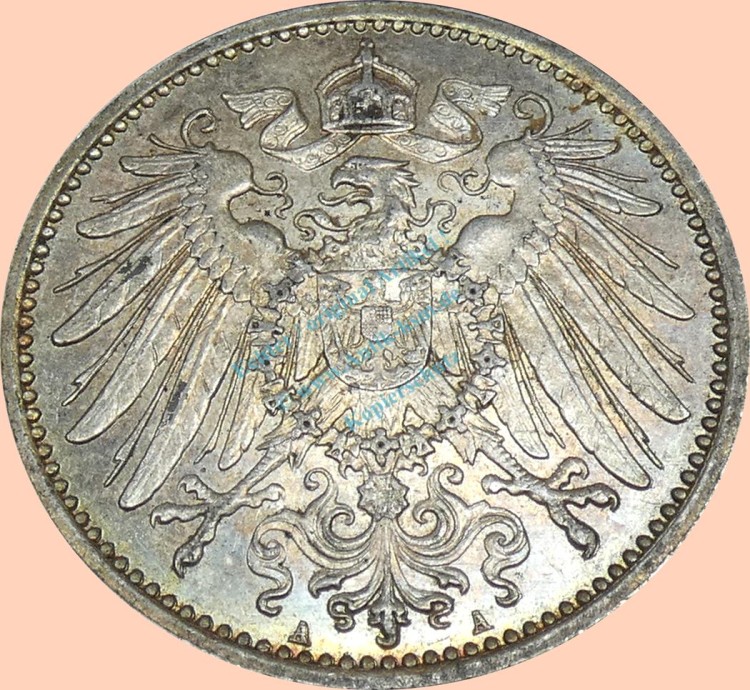 1 Mark Münze -gr. Adler- 1915 A -deutsches Kaiserreich- ss-vz J.17 -0919-