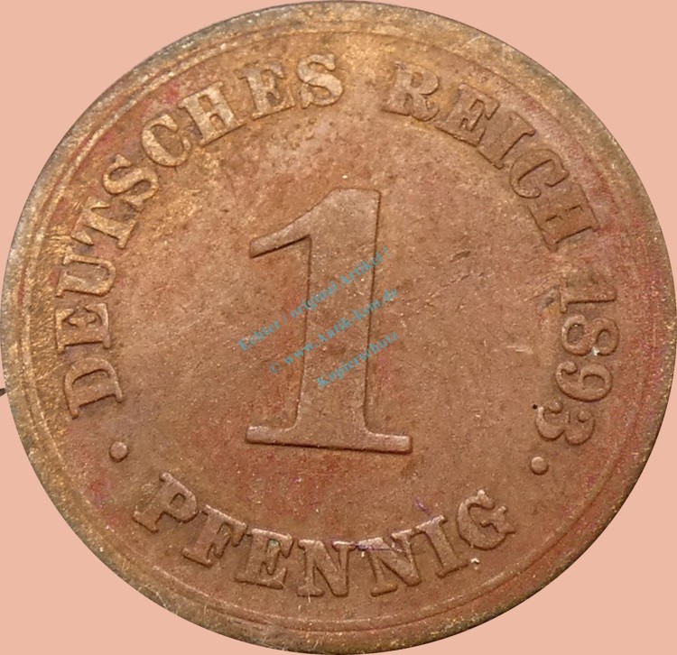 1 Pfennig Münze 1893 E -Deutsches Kaiserreich- ss J.10 -0990-