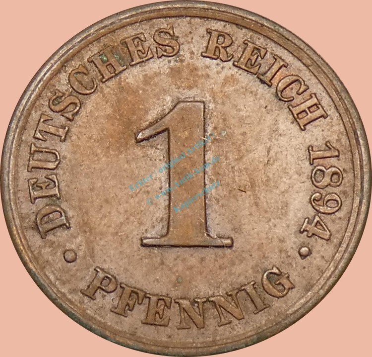 1 Pfennig Münze 1894 j -Deutsches Kaiserreich- ss-vz J.10 -0994-