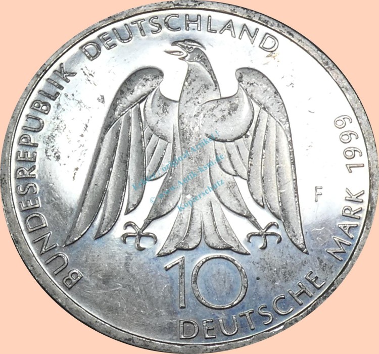 10 D-Mark Münze -250. Jahrestag - Geb. Göthe- 1992 F -BRD- ss-vz. J.473 -0937-