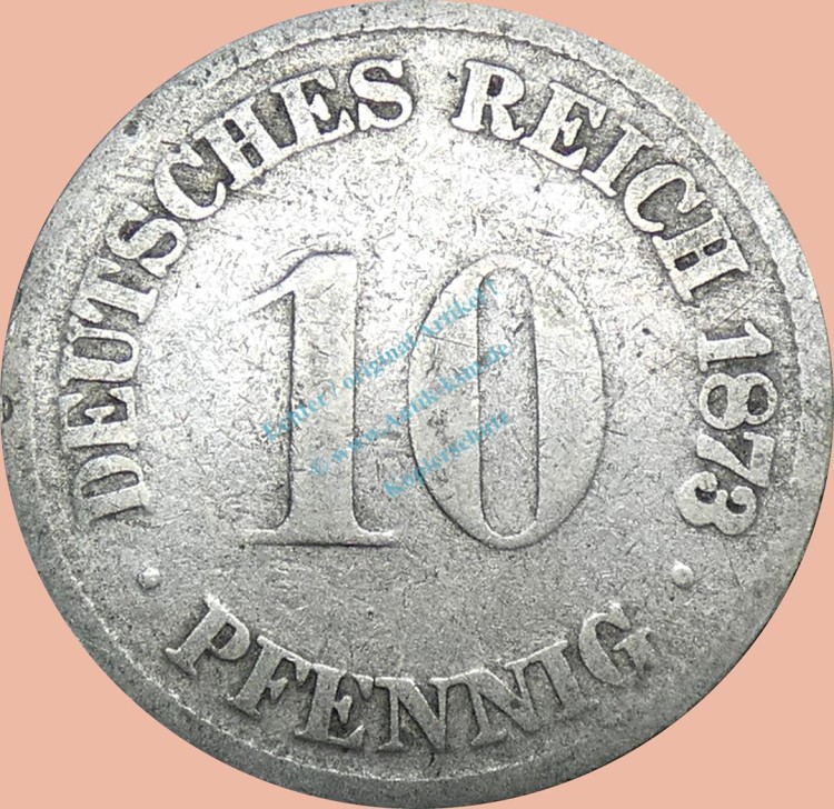 10 Pfennig Münze Deutsches Kaiserreich 1873 C -kl.Adler- s- J.4 -0965-
