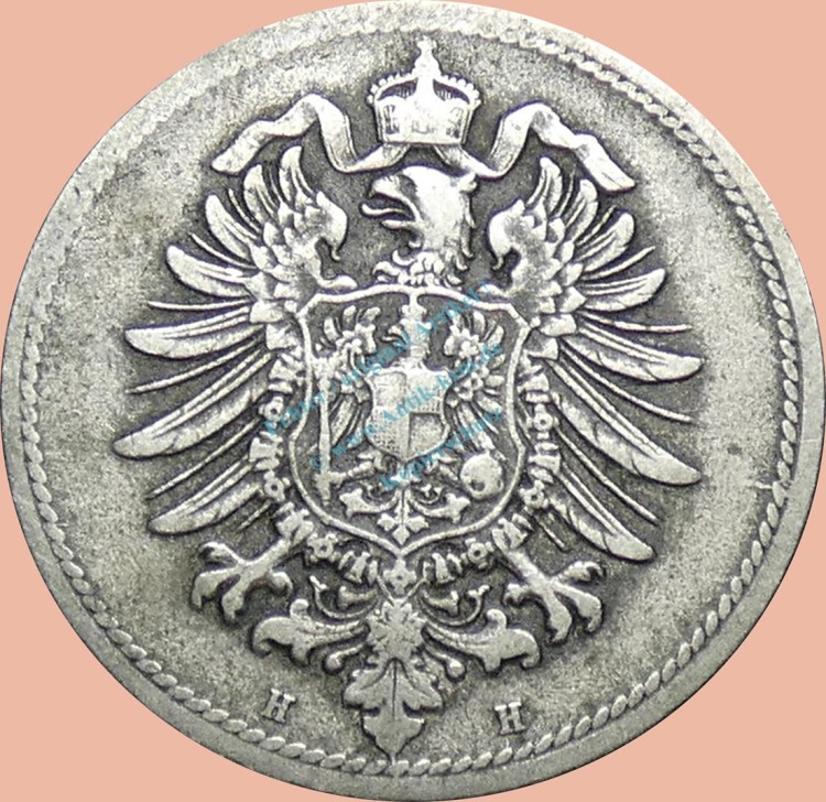 10 Pfennig Münze Deutsches Kaiserreich 1875 H -kl.Adler- s J.4 -0970-