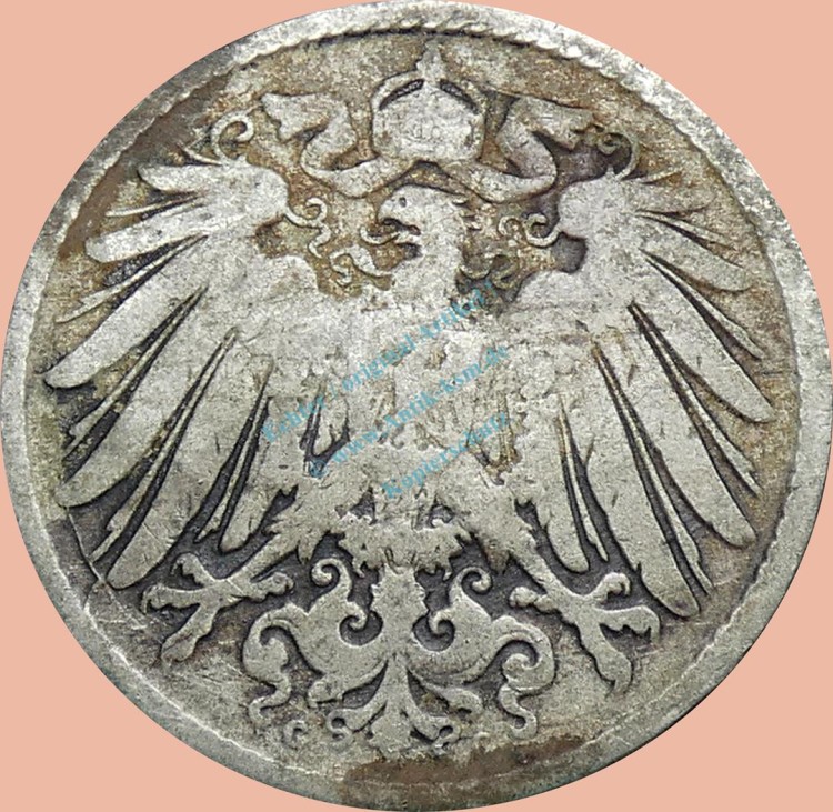 10 Pfennig Münze Deutsches Kaiserreich 1891 G -gr.Adler- s J.13 -0974-