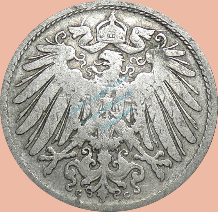 10 Pfennig Münze Deutsches Kaiserreich 1896 G -gr.Adler- s-ss J.13 -0980-