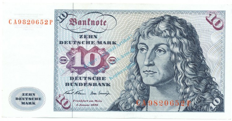 10 D-Mark Schein unc-kfr 1970 BRD-14, Ros.270, P.31.a , Deutsche Bundesbank -1277-