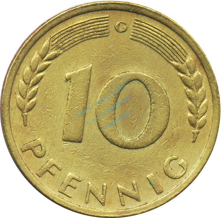 10 Pfennig Kursmmünze 1967 G -Bundesrepublik Deutschland- ss , J.383 -0698-