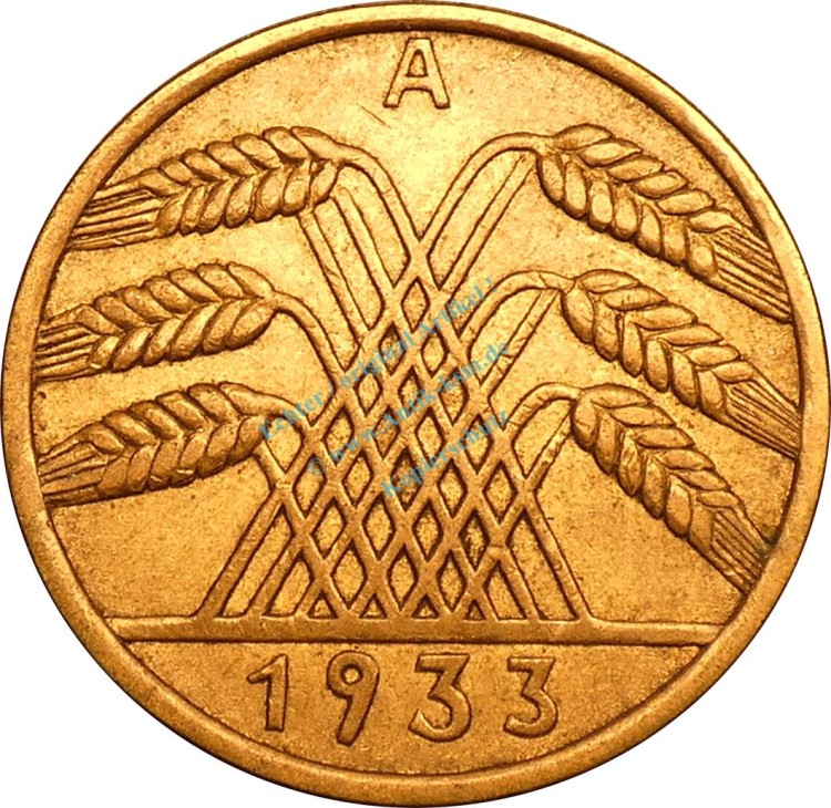 10 Reichspfennig Kursmünze 1933 A -Deutsches Reich- ss-vz , J.317 -0743-