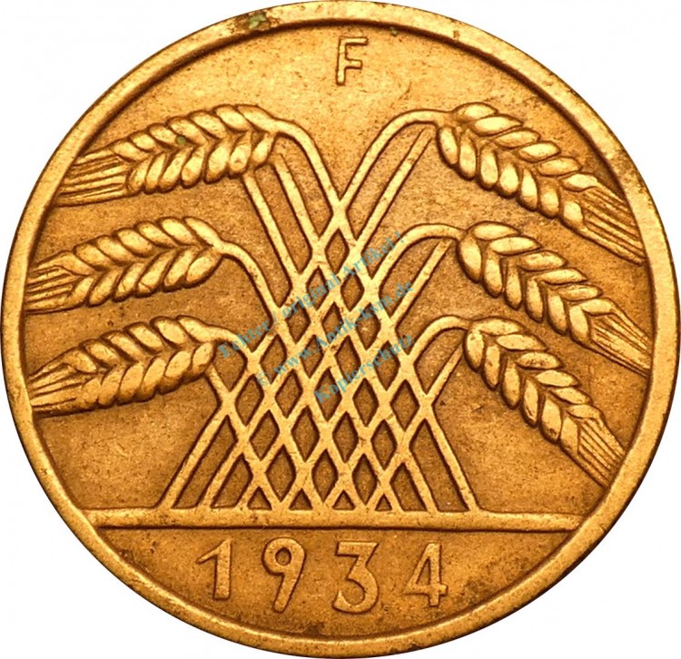 10 Reichspfennig Kursmünze 1934 F -Deutsches Reich- ss , J.317 -0744-