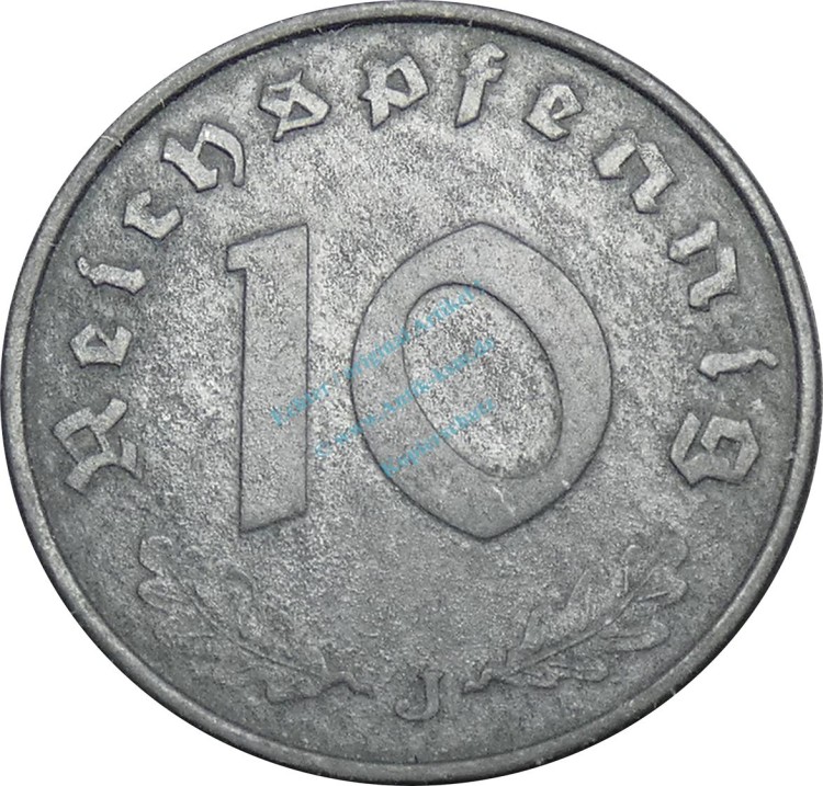 10 Reichspfennig Kursmünze 1943 J -Drittes Reich- ss , J.371 -0746-