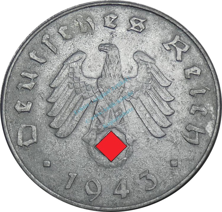 10 Reichspfennig Kursmünze 1943 J -Drittes Reich- ss , J.371 -0746-