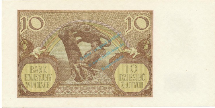 10 Zlotych Schein unc-kfr. 1940 ZWK-29, Ros.574, P.94 , WW2 Polen -1304-