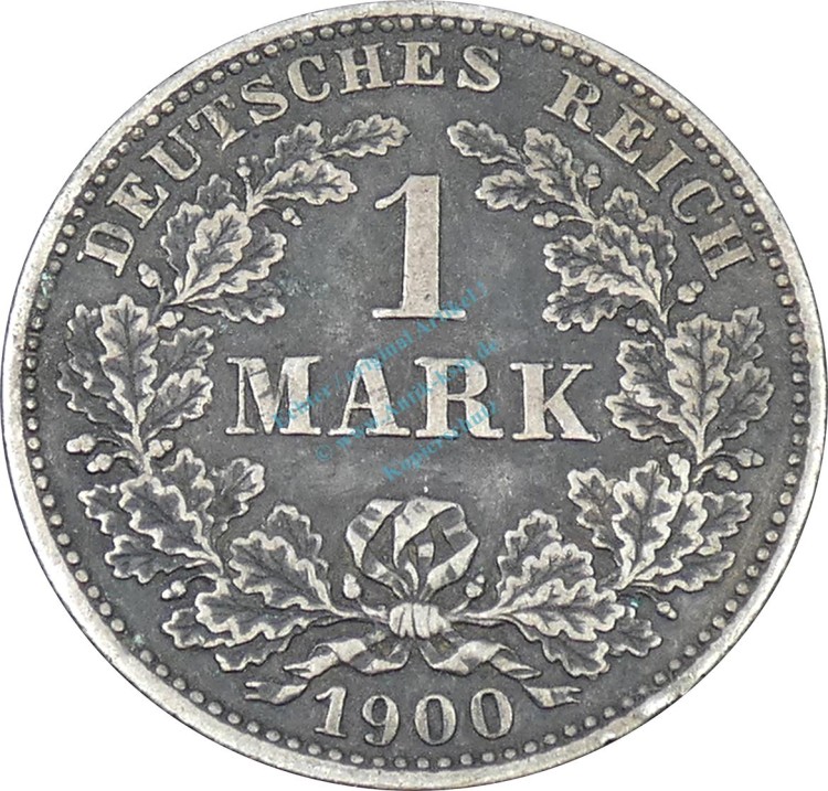 1 Mark Kursmünze -gr. Adler- 1900 E -deutsches Kaiserreich- ss-vz J.17 -0857-