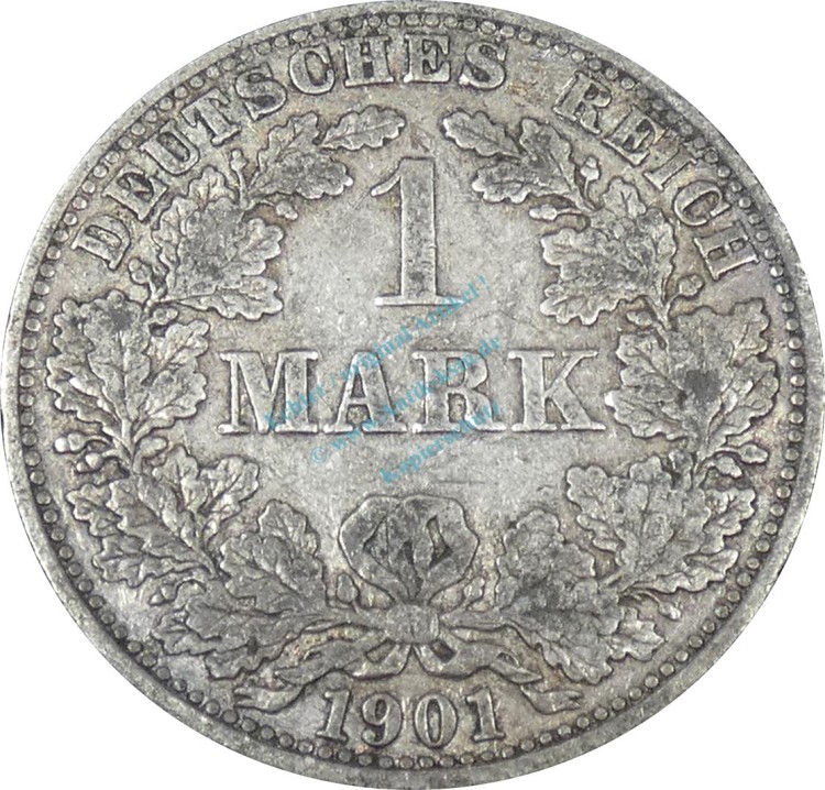 1 Mark Kursmünze -gr. Adler- 1901 A -deutsches Kaiserreich- s-ss J.17 -0861-