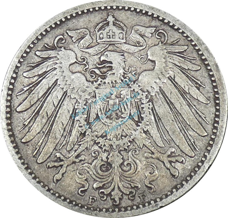 1 Mark Kursmünze -gr. Adler- 1901 F -deutsches Kaiserreich- s-ss J.17 -0846-
