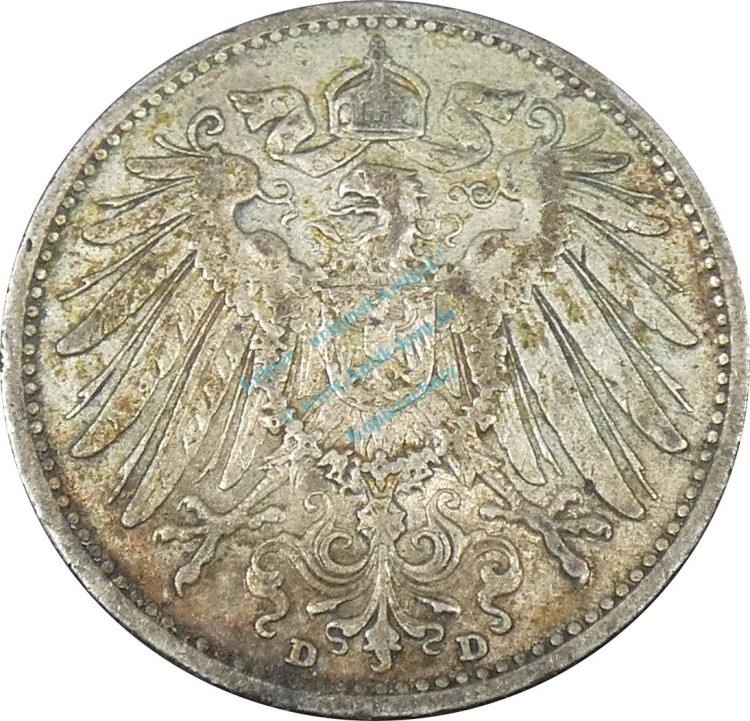 1 Mark Kursmünze -gr. Adler- 1902 D -deutsches Kaiserreich- ss-vz J.17 -0856-