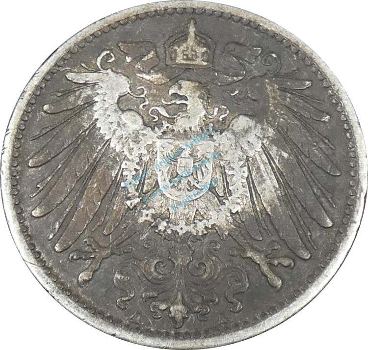1 Mark Kursmünze -gr. Adler- 1904 A -deutsches Kaiserreich- s-ss J.17 -0862-