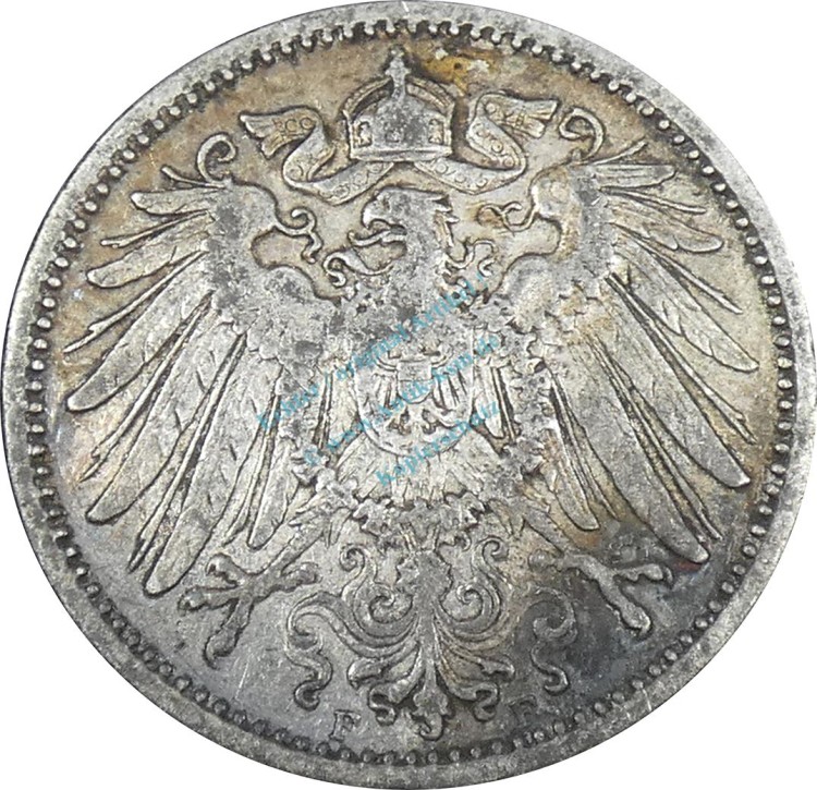 1 Mark Kursmünze -gr. Adler- 1904 F -deutsches Kaiserreich- ss J.17 -0848-
