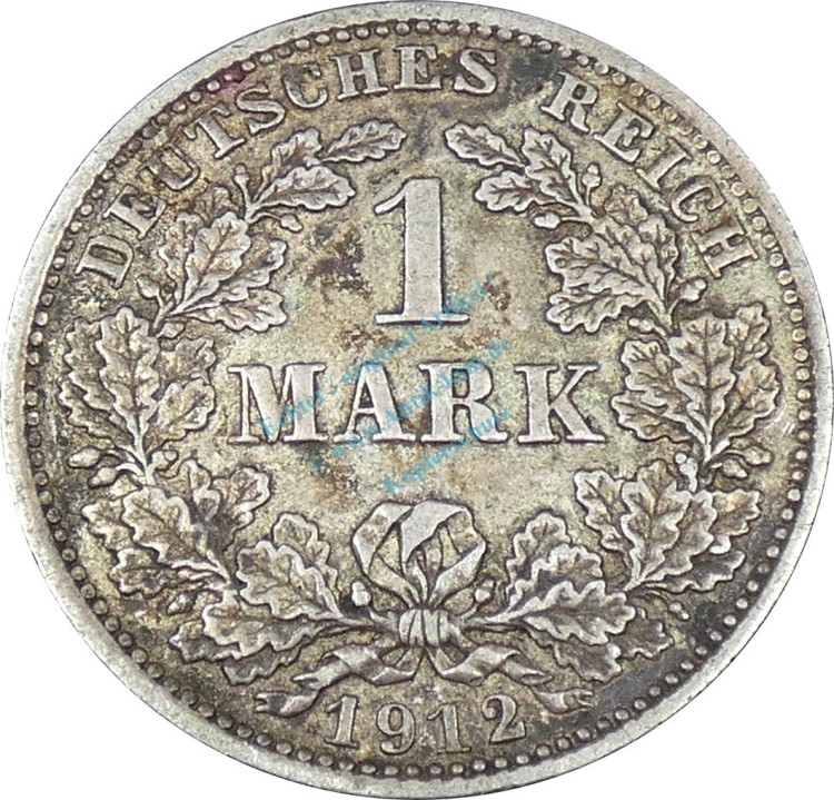 1 Mark Kursmünze -gr. Adler- 1912 D -deutsches Kaiserreich- ss-vz J.17 -0855-