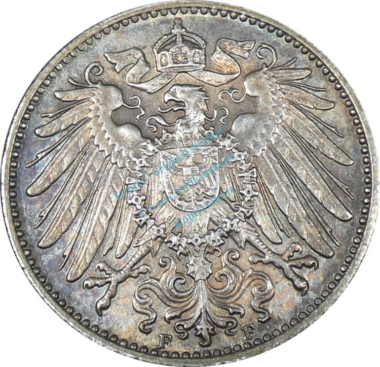 1 Mark Kursmünze -gr. Adler- 1915 F -deutsches Kaiserreich- ss-vz J.17 -0853-