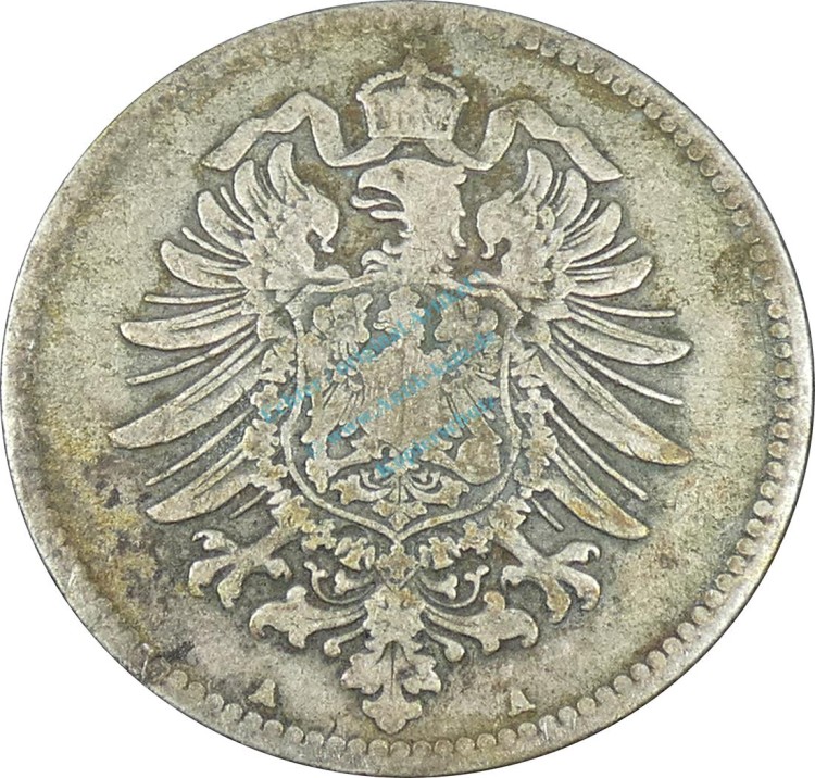 1 Mark Kursmünze -kl. Adler- 1873 A -deutsches Kaiserreich- s-ss J.9 -0841-