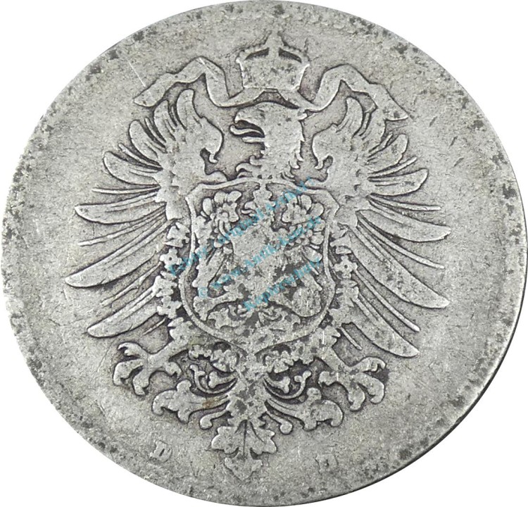 1 Mark Kursmünze -kl. Adler- 1874 D -deutsches Kaiserreich- s. J.9 -0840-