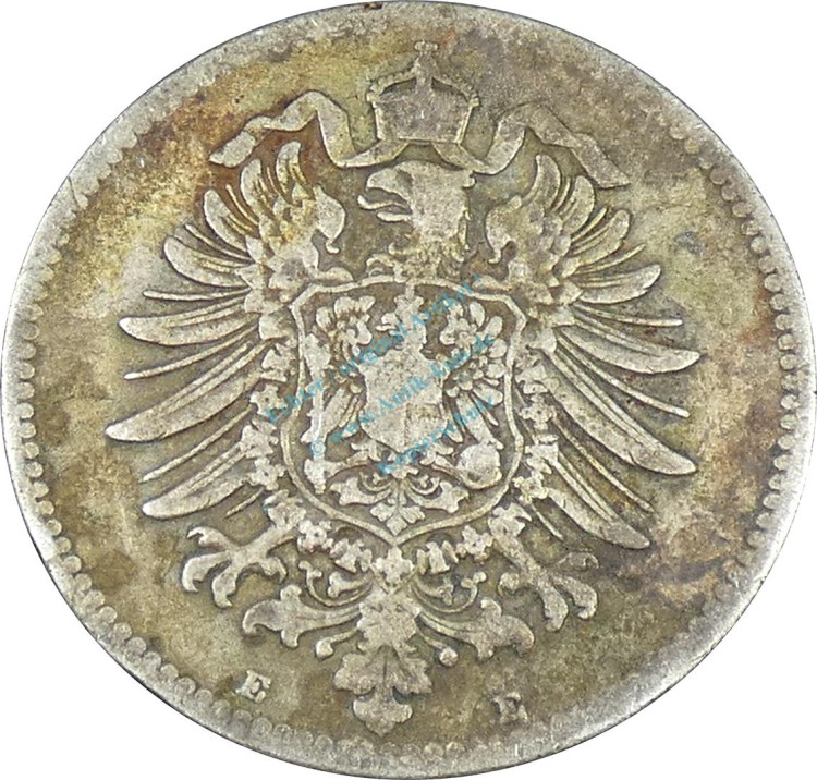 1 Mark Kursmünze -kl. Adler- 1875 E -deutsches Kaiserreich- s-ss J.9 -0839-