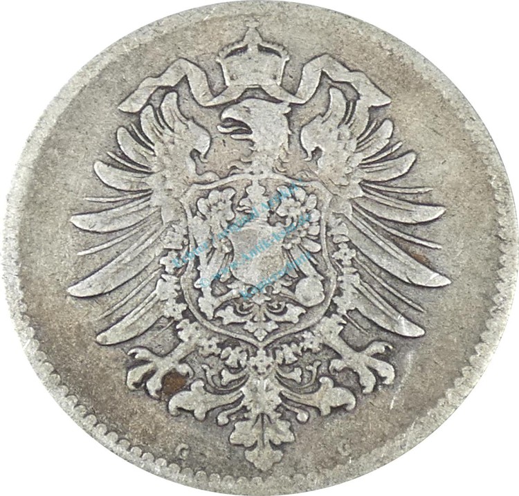 1 Mark Kursmünze -kl. Adler- 1875 G -deutsches Kaiserreich- s J.9 -0844-