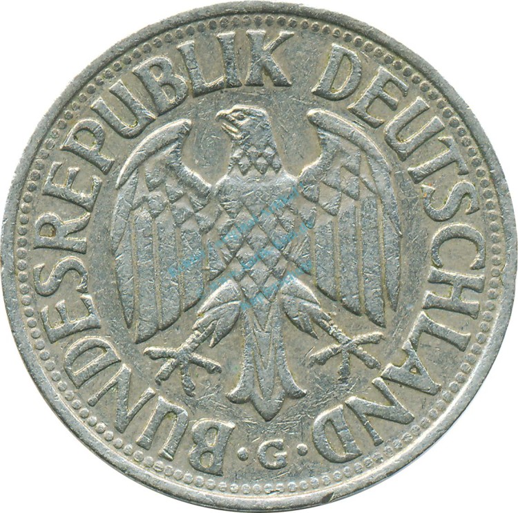 1 Mark Kursmmünze 1955 G -Bundesrepublik Deutschland- s-ss , J.385 -0708-